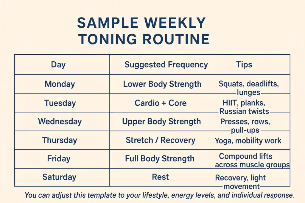 Achieving the Perfect Tone: How Often Should You Exercise for Results? 4 Weekly exercise Windsor plan graphic