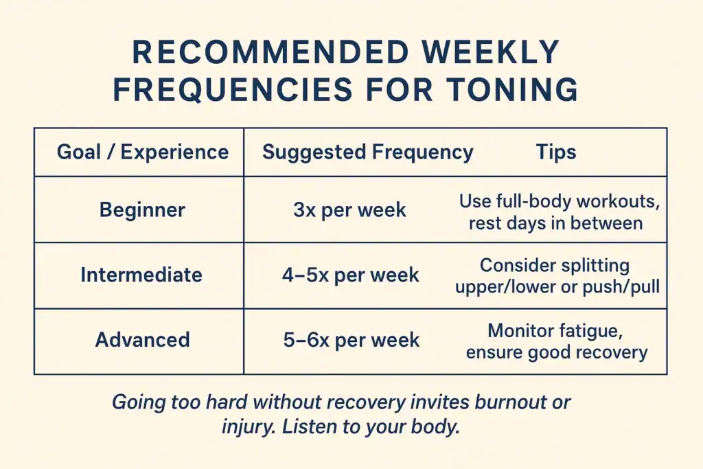 Achieving the Perfect Tone: How Often Should You Exercise for Results? 2 Graphic to show how often you should do exercise to help with toning Windsor