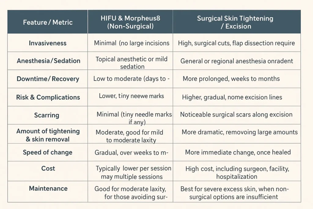 The Science of Skin Tightening 2 Table of skin tightening Windsor benefits compared to surgical options